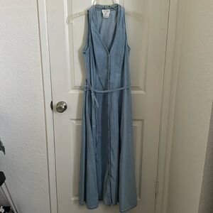 Vintage long denim button down dress